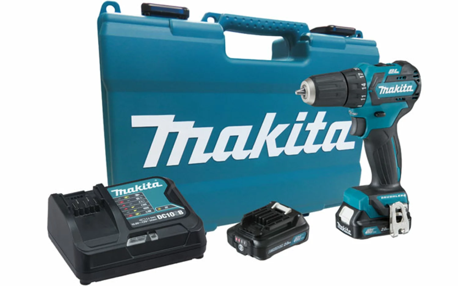 Makita DF332DSAE 10.8V Li-Ion schuifaccu boor-/schroefmachine set (2x 2.0Ah accu) in Mbox- koolborstelloos-image