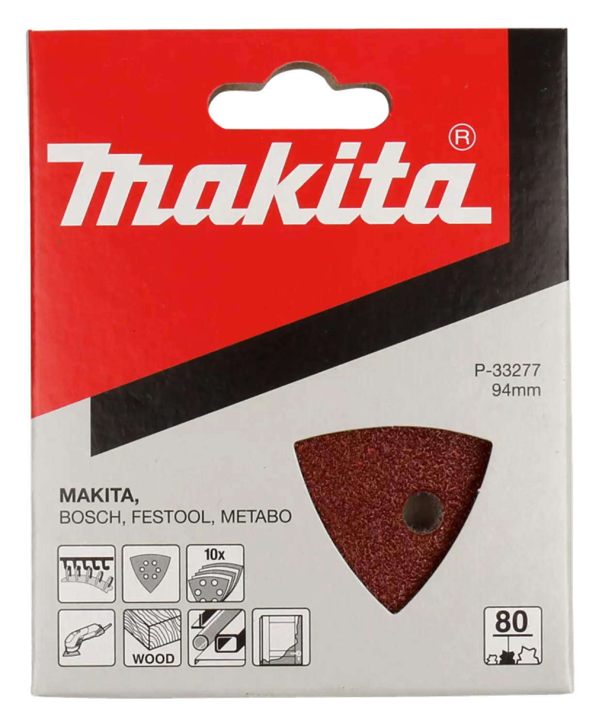 Makita P-33277 Deltaschuurvel Red - K80 - 94x94x94mm (10st)-image