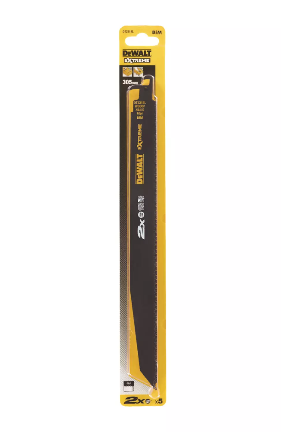 DeWALT DT2314L Reciprozaagblad - 305 x 4,2mm - Hout met spijkers (5st)-image