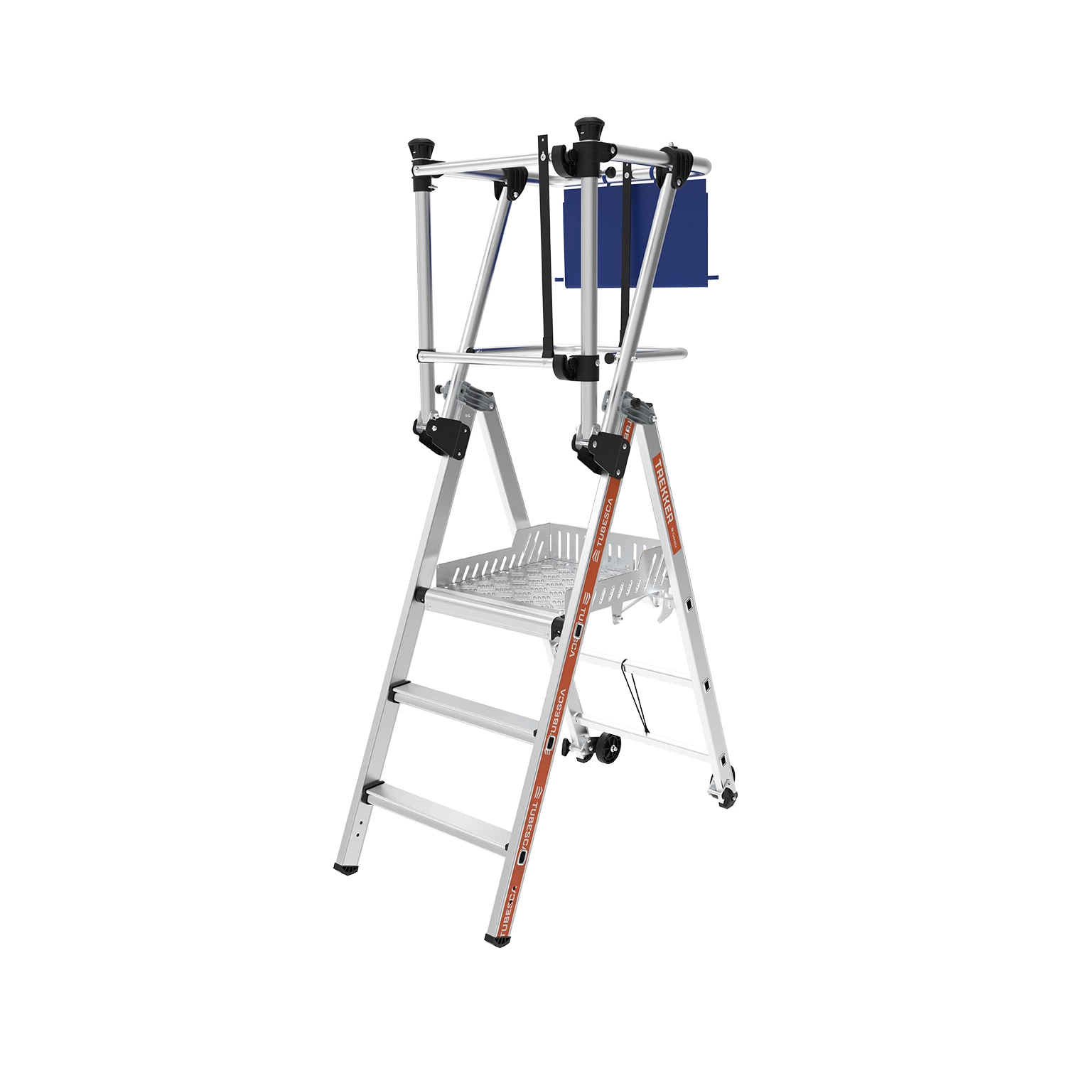 Little Jumbo 1702274303 Trekker Escabeau de palier - Simple - Aluminium - 1 x 3 marches - max. hauteur de travail 2,67m - roues