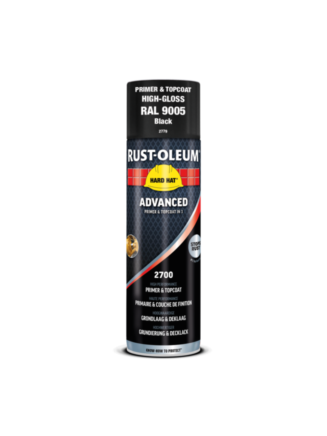 Rust-Oleum Hard Hat Advanced Aérosol Brillant - RAL 9005 noir profond - 0,5L-image