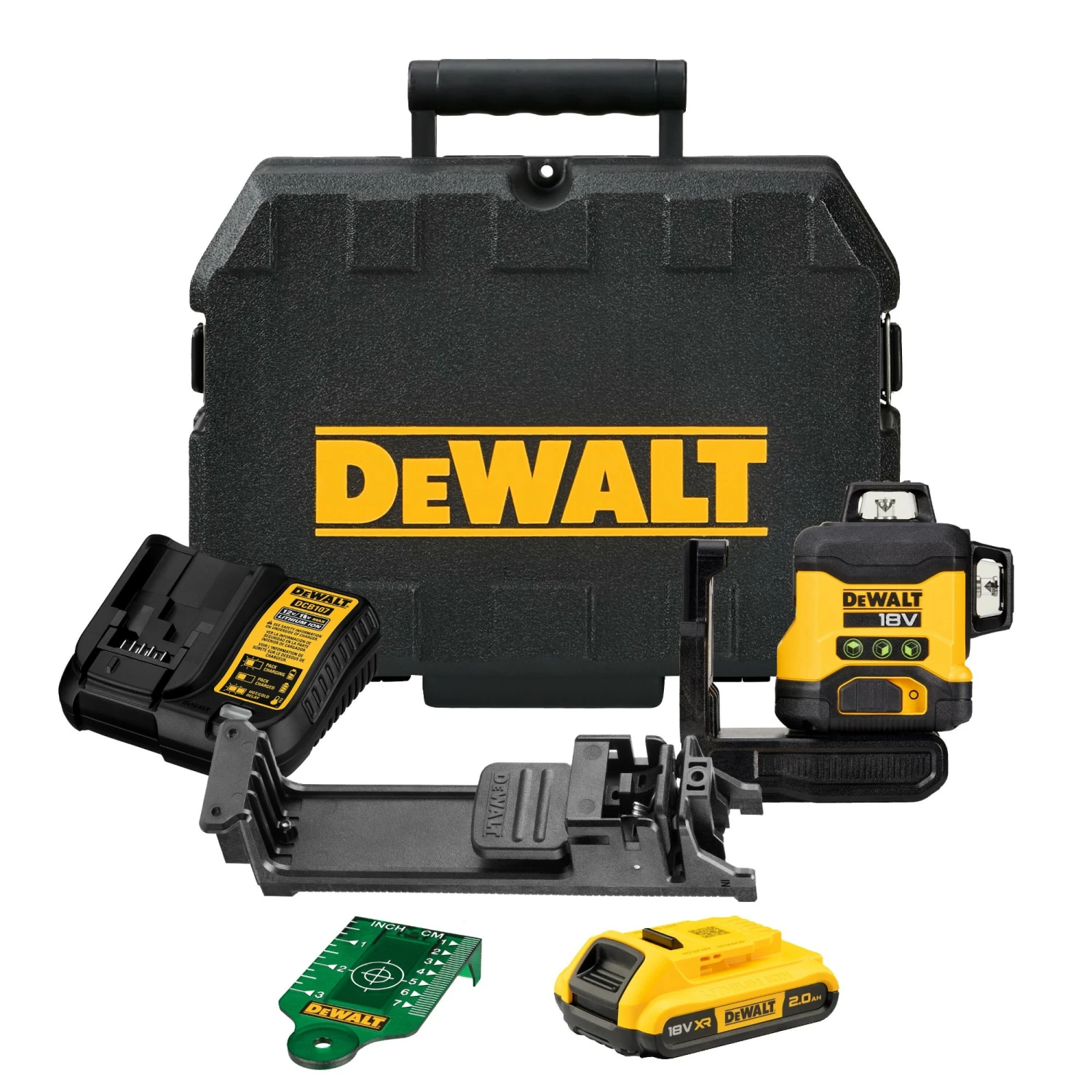 DeWALT DCLE34031D1-QW 18V Li-ion Accu zelfnivellerende Kruislijnlaser set (1x 2.0Ah) - 3x360° - Groen-image