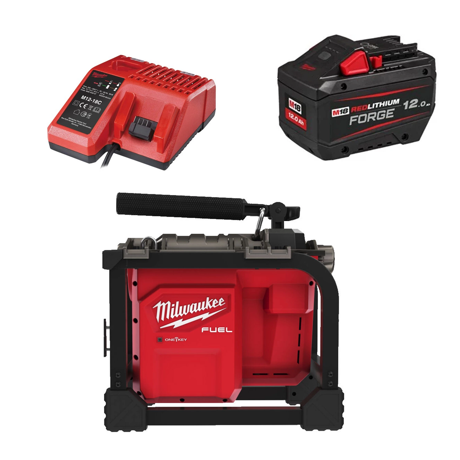 Milwaukee M18 FCSSM-121 Kit de machine à ressort segmenté avec batterie Li-ion 18 V (1 batterie 12,0 Ah) - 46 m - 32-160 mm - sans charbon-image