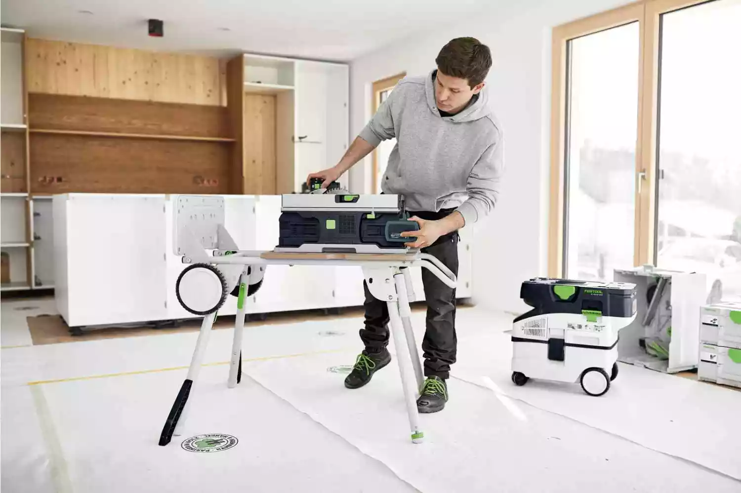 Festool CSC SYS 50 EBI-Basic 36V (2x18V) accu tafelcirkelzaag body incl. accessoires - 168mm-image