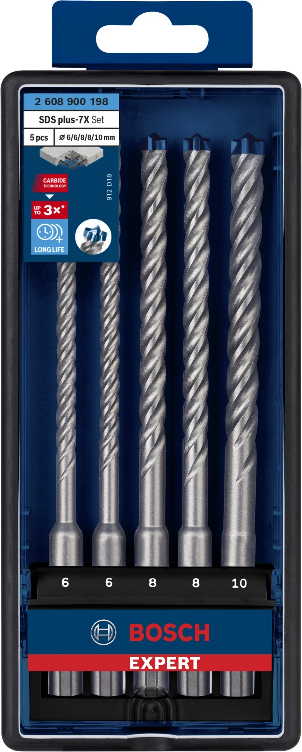 Bosch 2608900198 EXPERT 5-delige SDS plus-7X borenset in cassette - 6/8/10mm-image