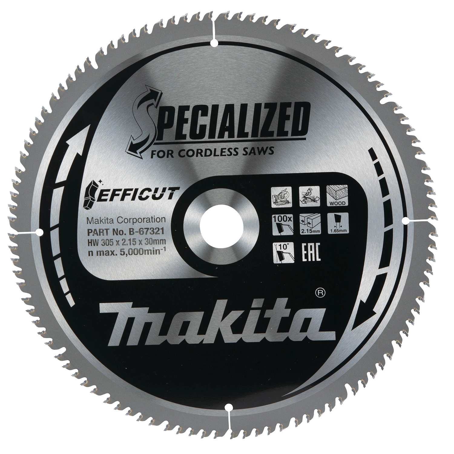 Makita B-67321 Efficut afkortzaagblad voor Hout - 305 x 30 x 100T