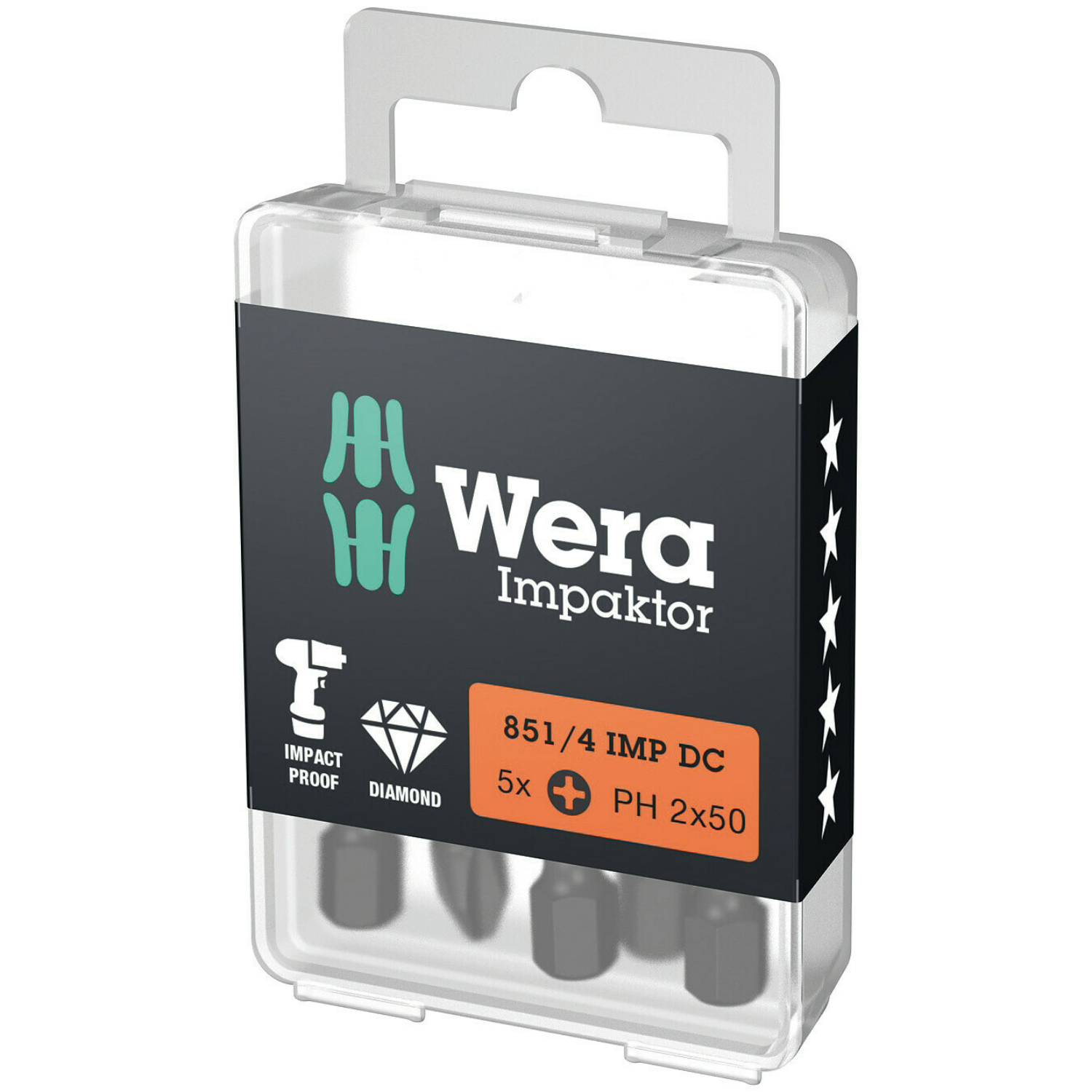 Wera 851/4 Embouts IMP DC Impaktor, PH 2 x 50 mm, 5 pièces-image