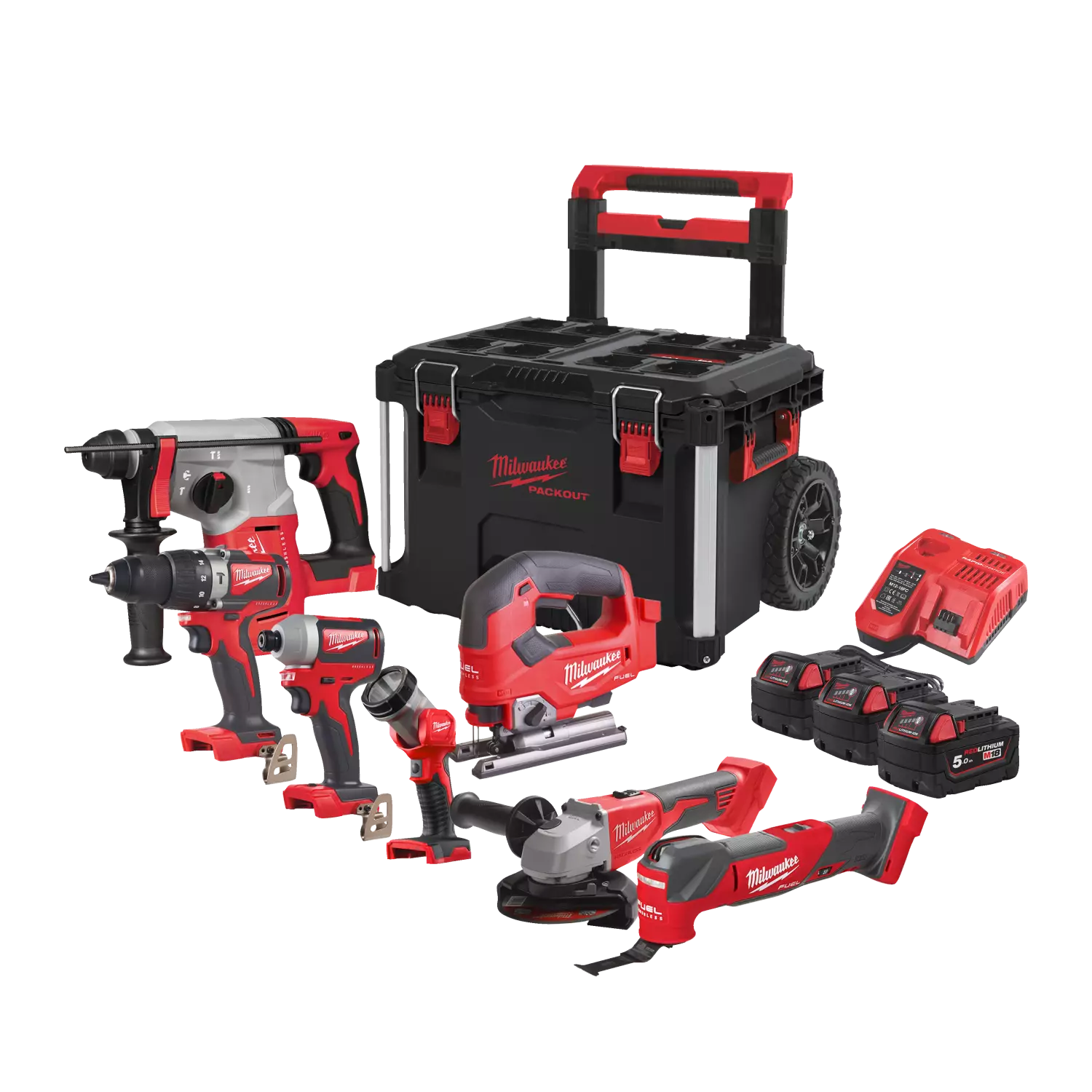 Milwaukee M18 FPP7C-503P Powerpack 7-delige 18V Accu combiset (3x 5.0Ah) in Packout Trolley-image