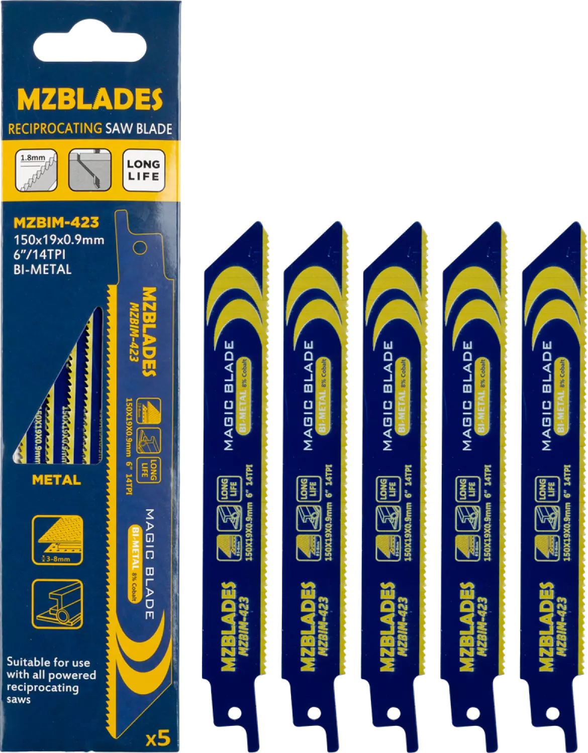 Multizaag MZBIM-423 Bimétal Lame de scie réciproque - 5 pièces-image