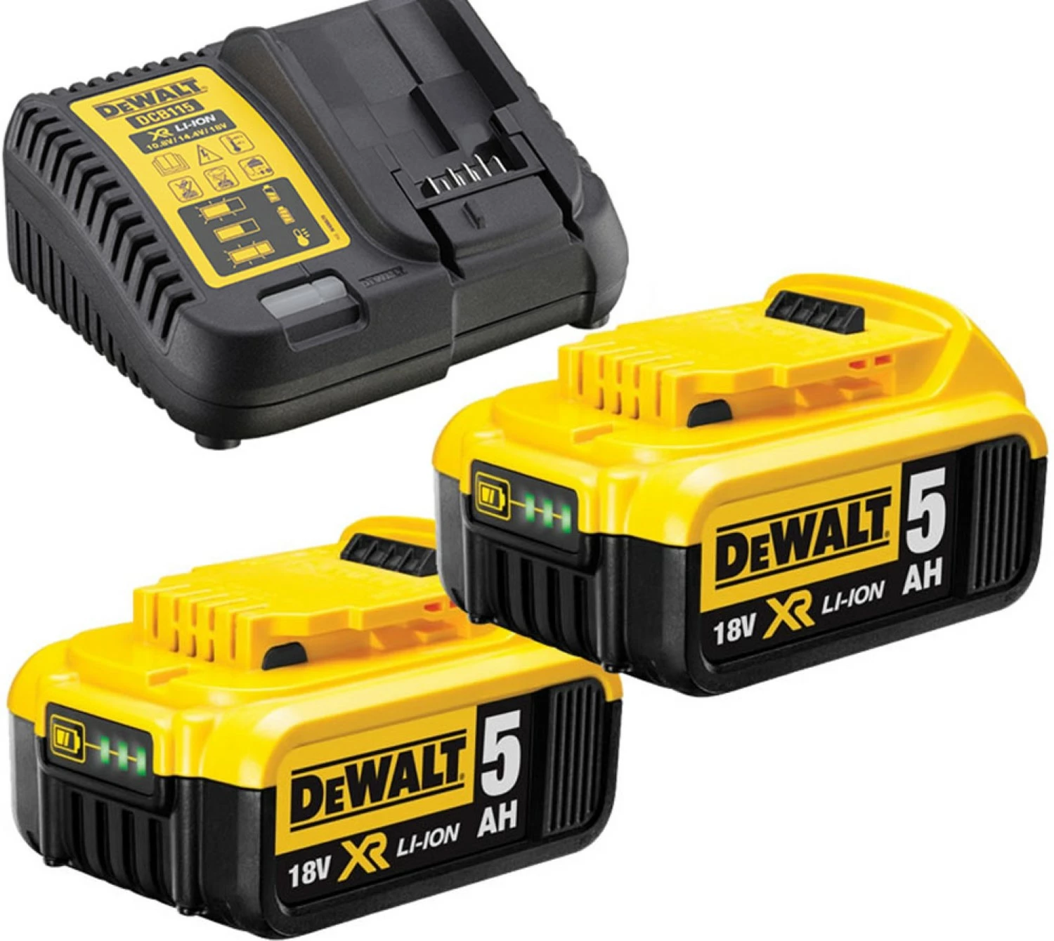 DeWALT DCB115P2 Kit Chargeur + batteries 18V (2x 5.0Ah) - DCB184 - DCB114-image