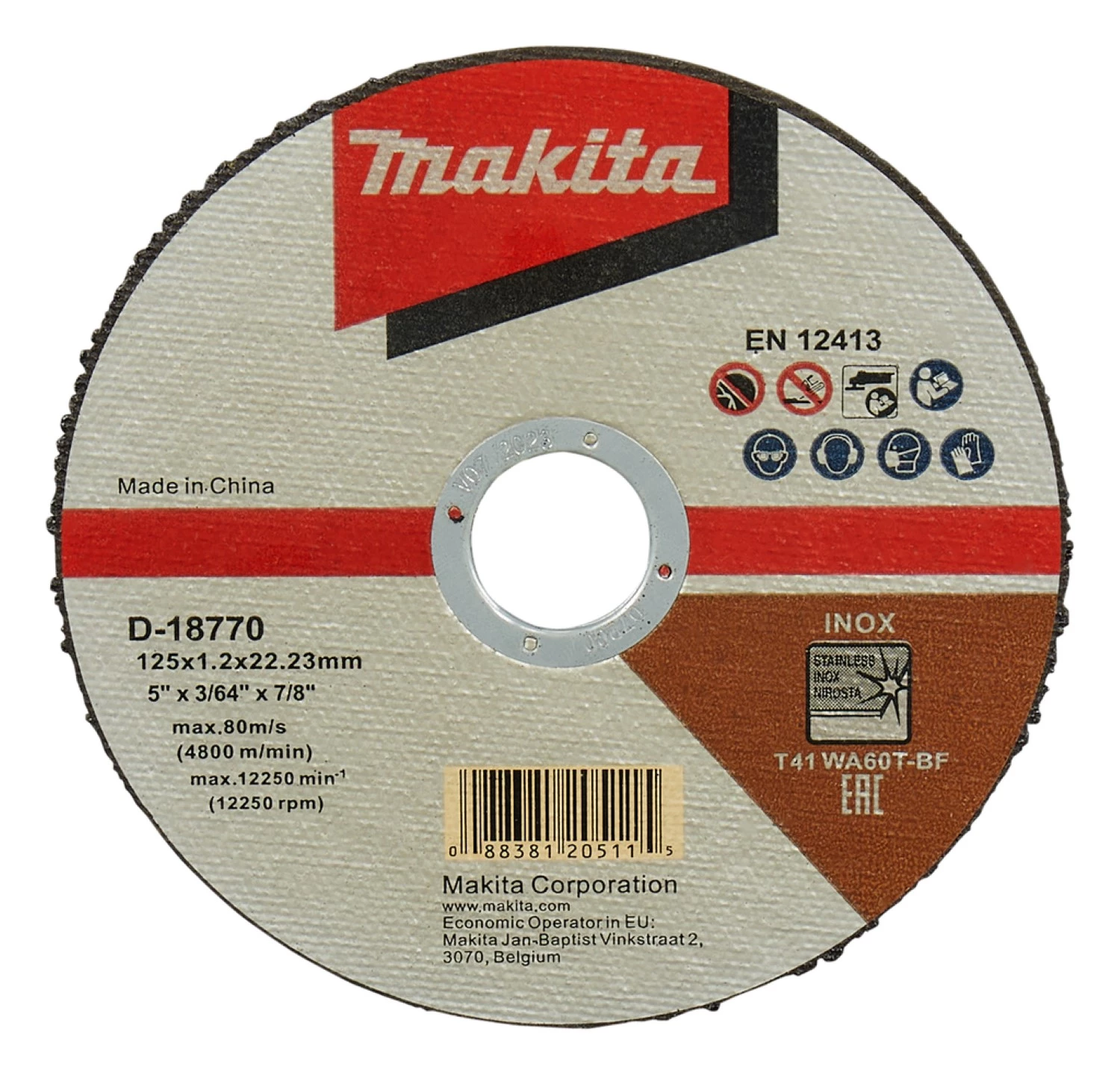 Makita D-18770 Disques à tronçonner -125x22,23x1.2 mm - acier inoxydable (100 pcs)-image