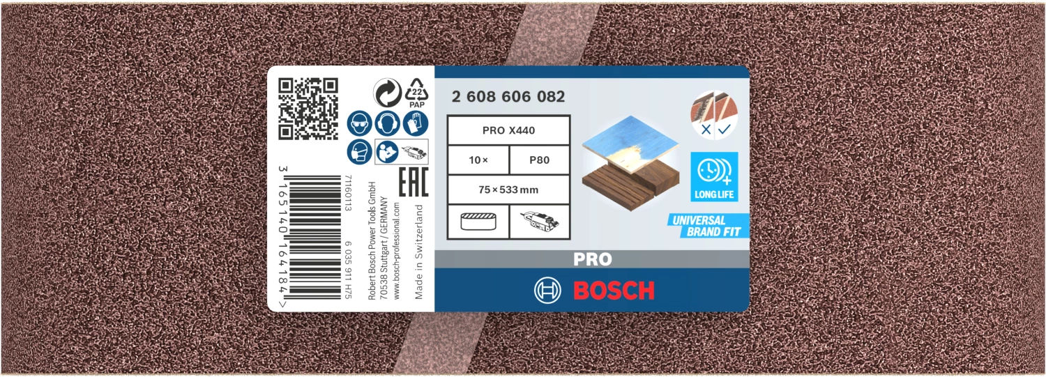 Bosch 2608606082 Schuurband X440 - K80 - 75 x 533mm (10st)-image