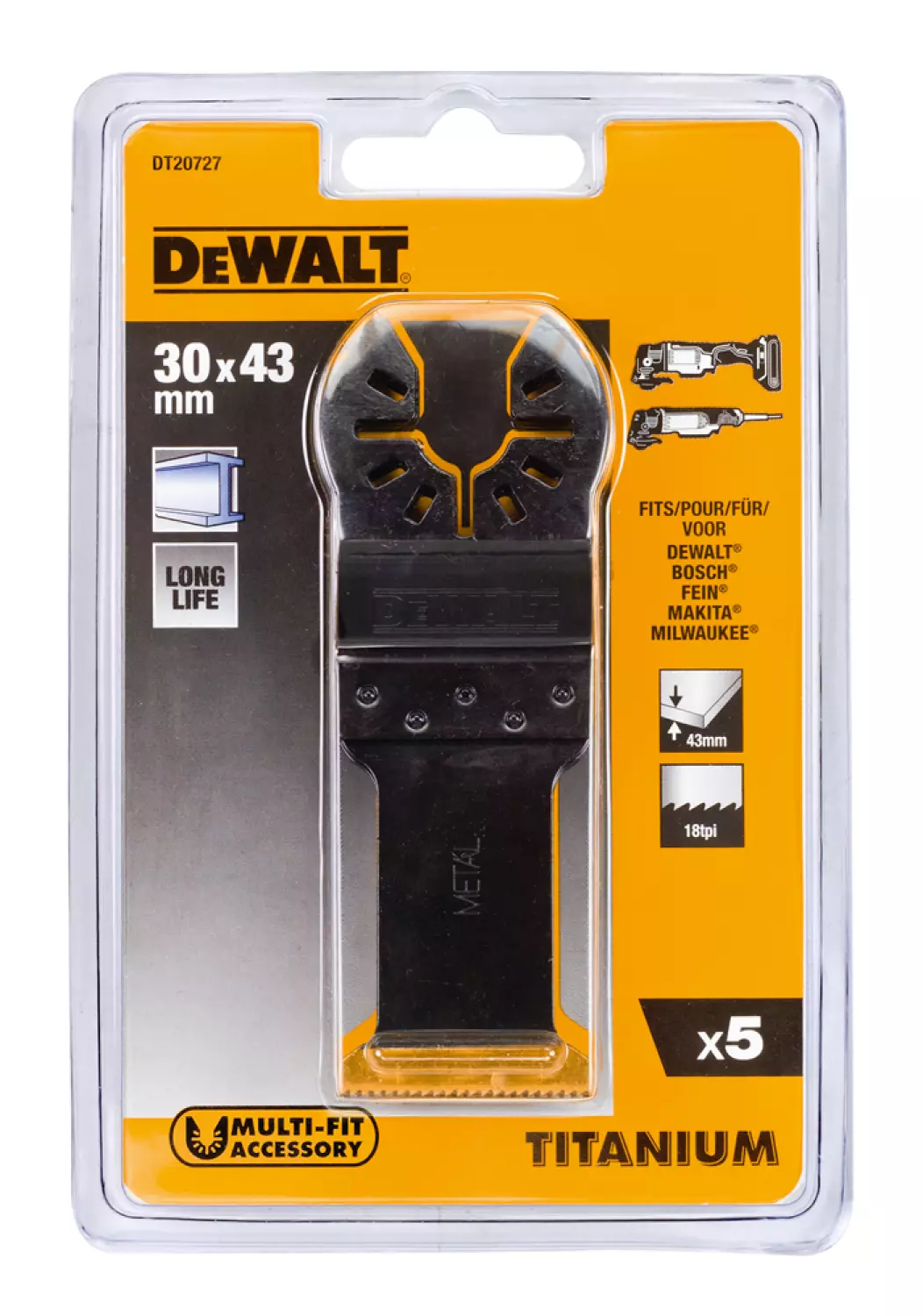 DeWALT DT20727 - Lame de scie plongeante - Titane - 31mm (5pcs)-image