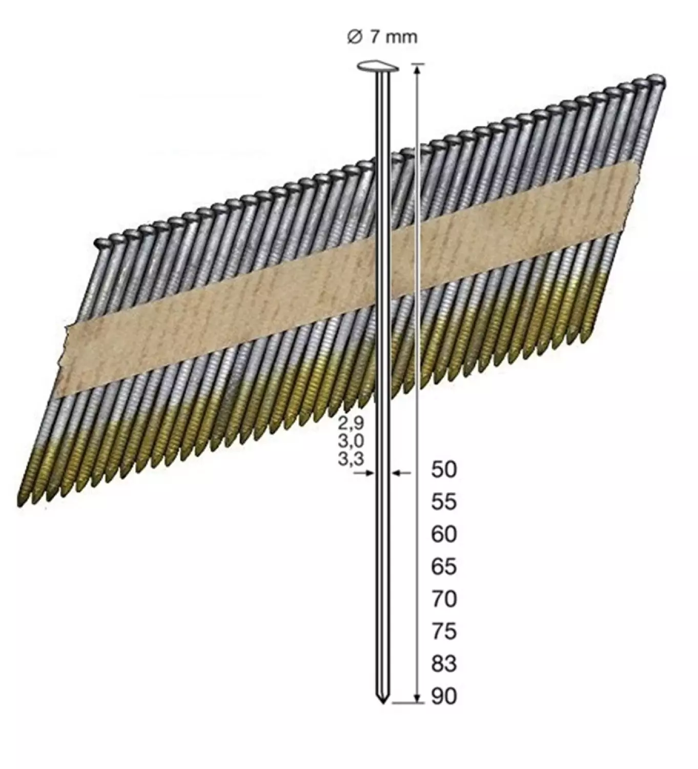 Dutack 5150027 Stripnagel - Papiergebonden - Glad - Verzinkt - 2,8 x 70mm (4000st)-image