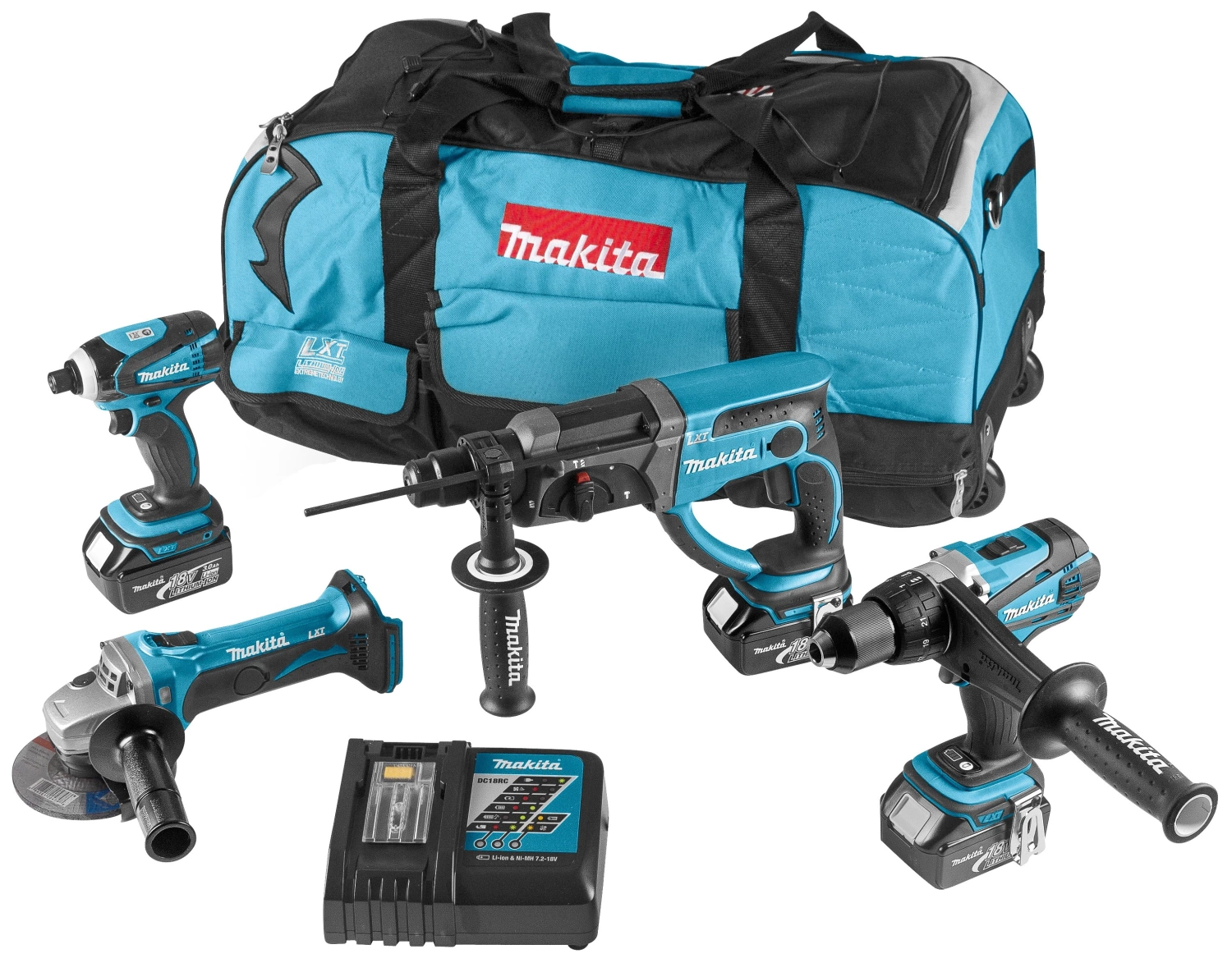 Makita DLX4017 Pack 4 outils sans-fil - 18V Li-ion - 3 batteries 3,0 Ah - Coffret-image