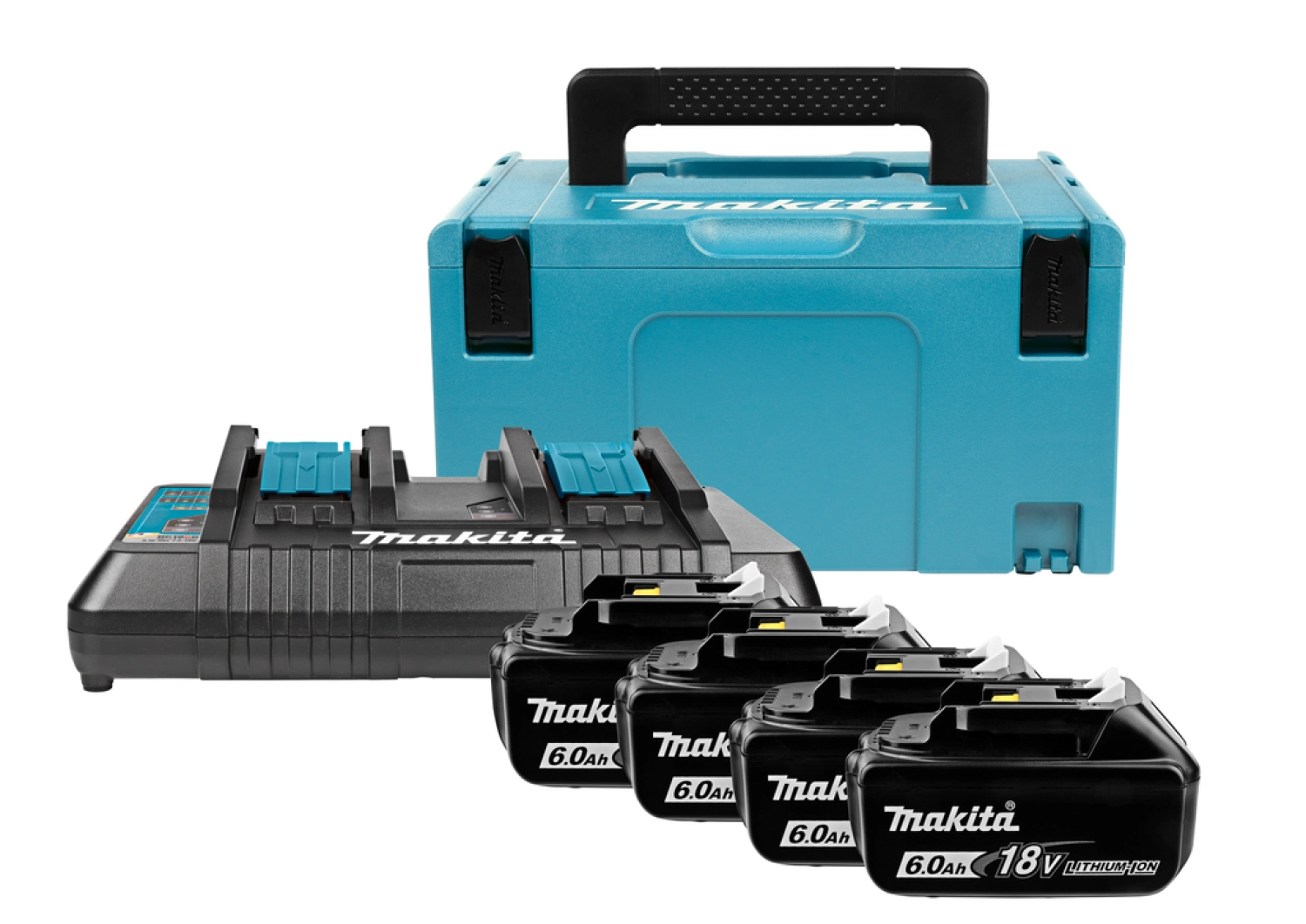 Makita 198091-4 - Pack Énergie 18 V Li-ion (4 batteries + 1 chargeur doubl pcs) avec coffret MAKPAC-image