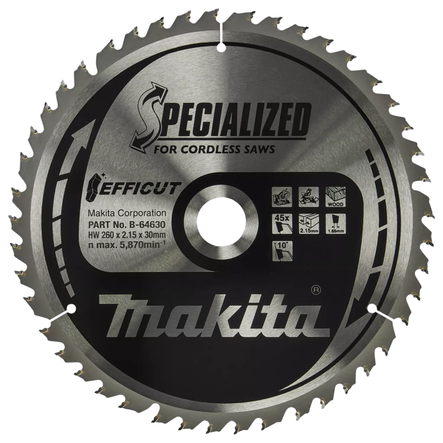 Makita B-64630 Afkortzaagblad Hout - 260x30x2,15mm 45T-image