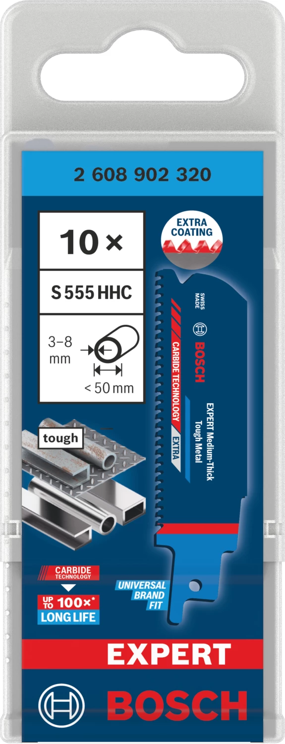 Bosch EXPERT S555HHC Lame de scie sabre Medium-Thick Tough - 50 mm - métal (10 pièces)-image