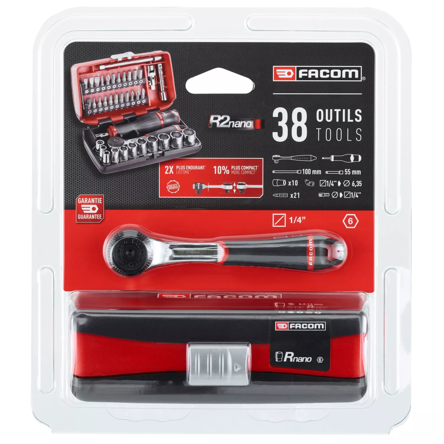 Facom R2NANOPB 38-delige Ratel- en doppenset in koffer - 1/4"