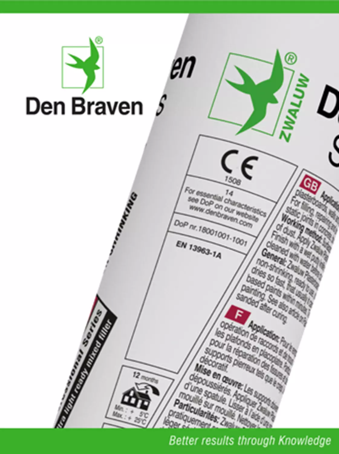 Zwaluw Den Braven 11221202 Enduit de rebouchage pour plaques de plâtre - Blanc - 310 ml-image