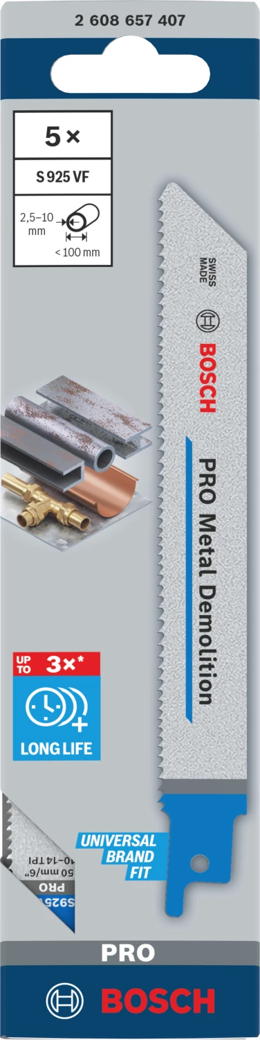 Bosch PRO S925VF Demolition reciprozaagblad - 100mm - metaal (10st)-image