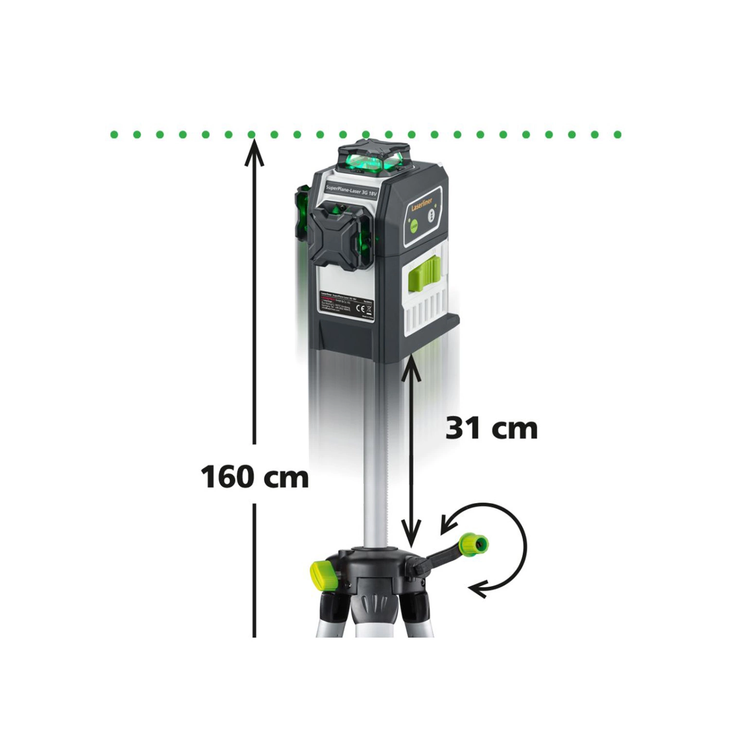 Laserliner SuperPlane-Laser 3G Multi-18V Kruislijnlaser incl. statief in tas - 3 lijnen - groen - 30m-image