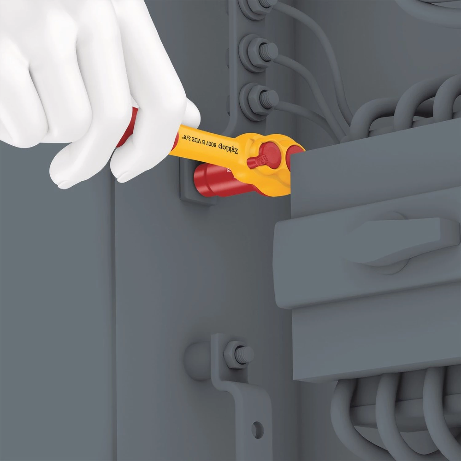 Wera 05150116001 28 pièces 9726 8007 B VDE Zyklop VDE Jeu de clés à cliquet et douilles dans un insert en mousse - 3/8"-image