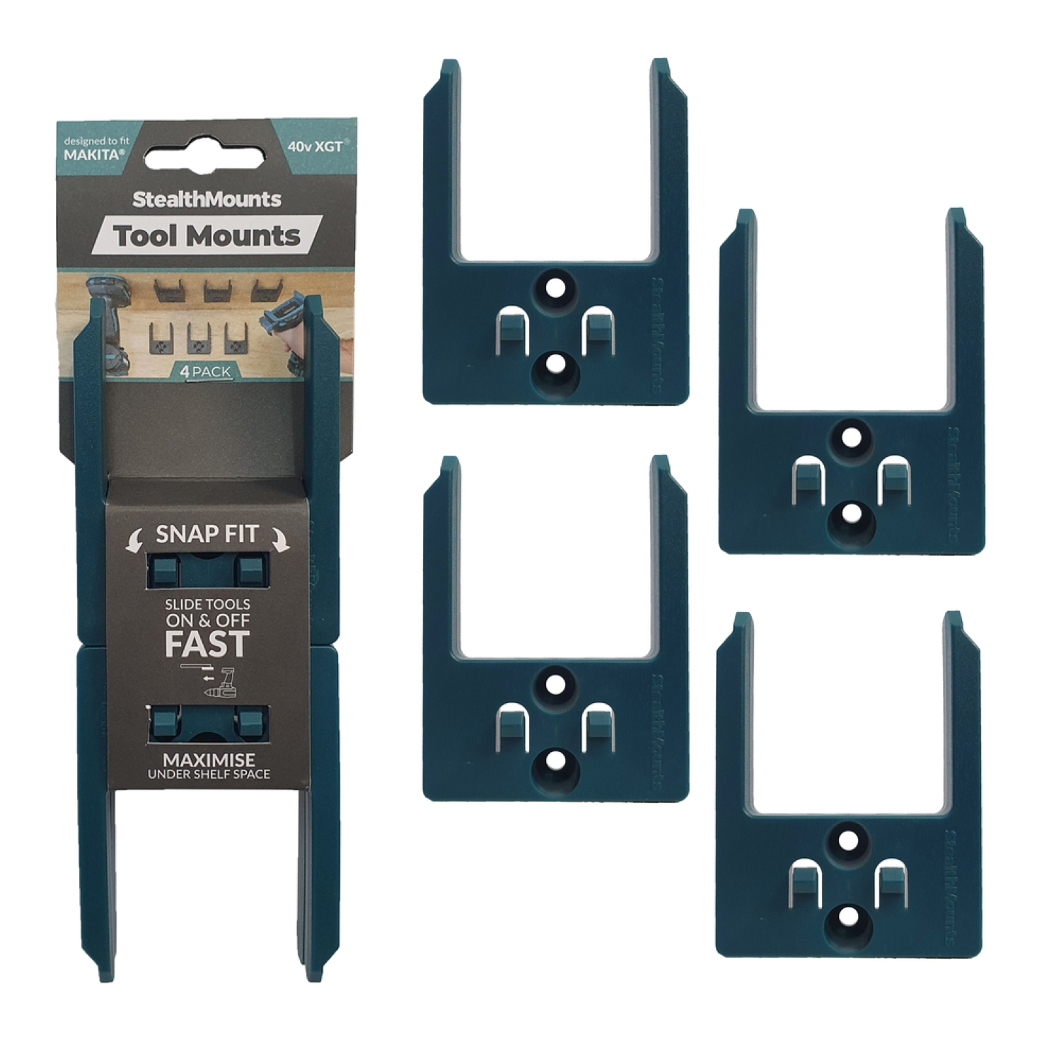 StealthMounts TM-MK40-BLU-4 Supports d'outils pour Makita 40V XGT - Bleu - 4 pièces-image