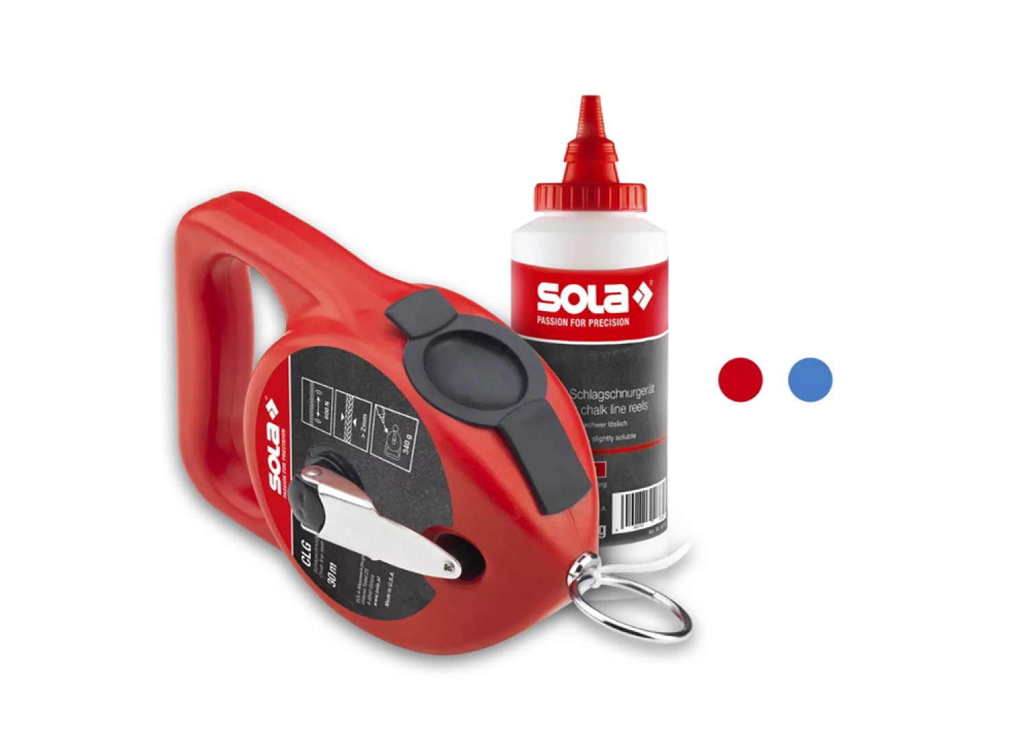 Sola CLG 30 SET R Set de cordeau à tracer avec poudre - 30 m - Rouge-image
