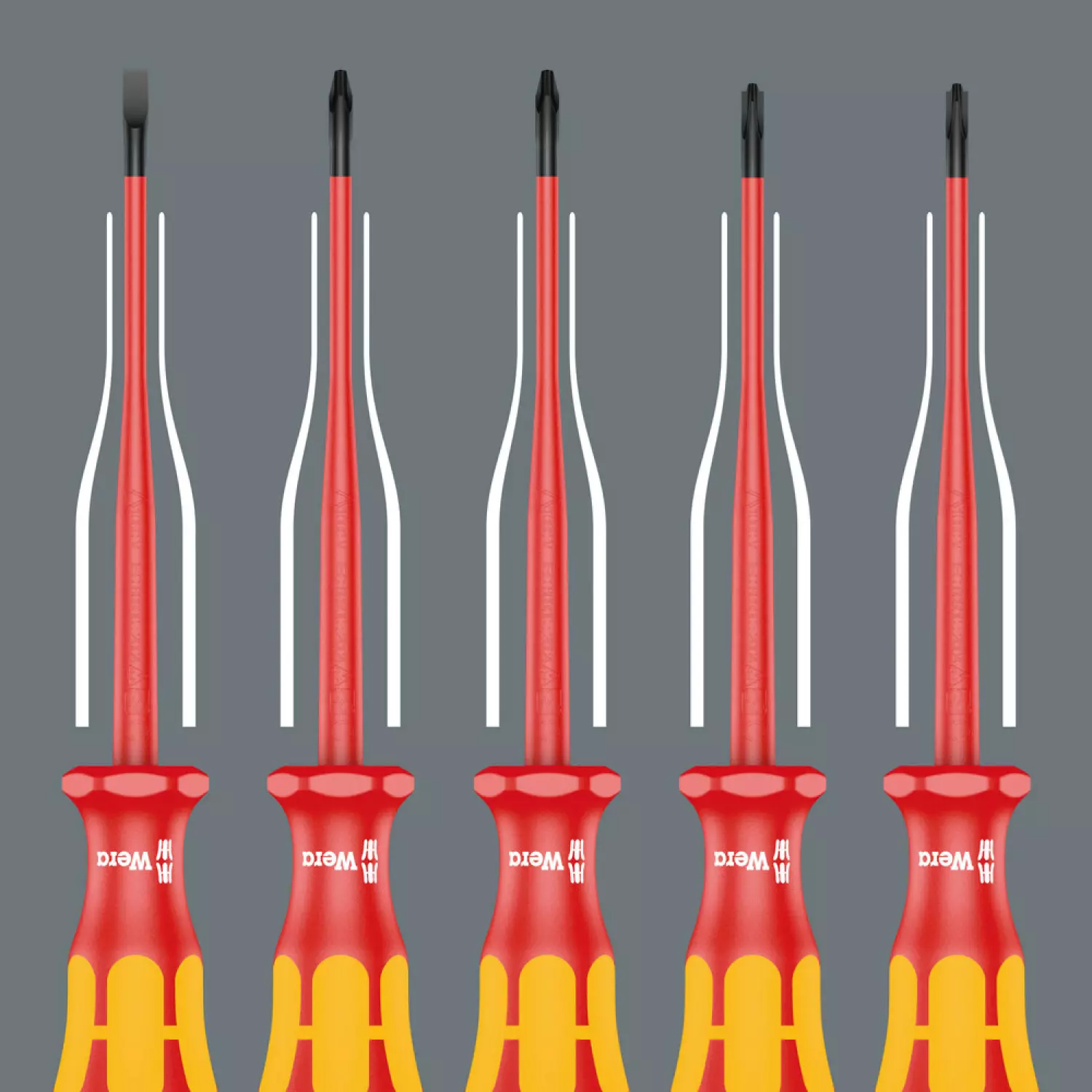 Wera 160 iS/7 Rack Jeu de tournevis Kraftform Plus Série 100 + détecteur de tension + Rack. Avec lames à diamètre réduit. - (Jeu de 7pcs)-image