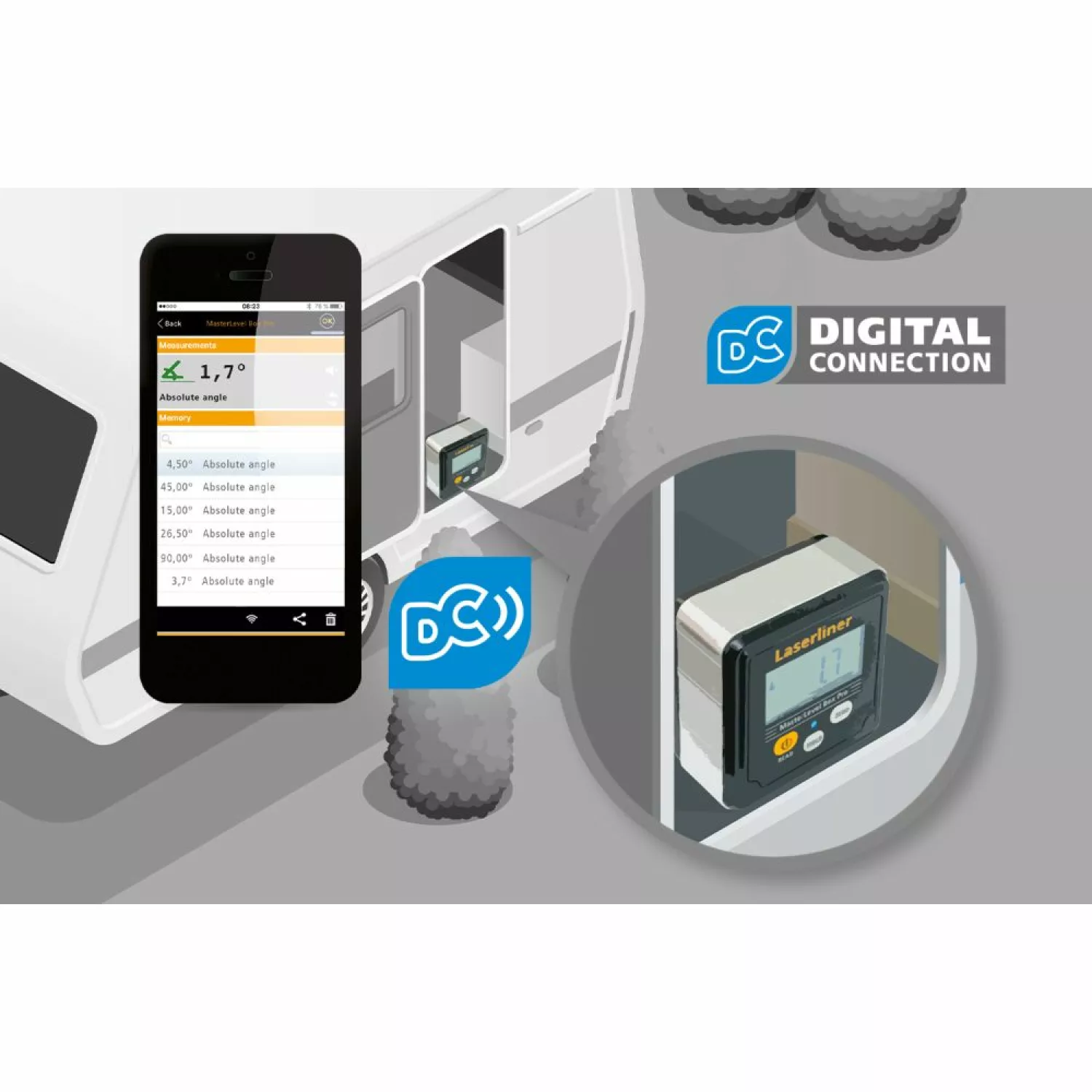 Laserliner MasterLevel Box Pro Niveau à bulle numérique - magnétique - Bluetooth - 59 mm-image
