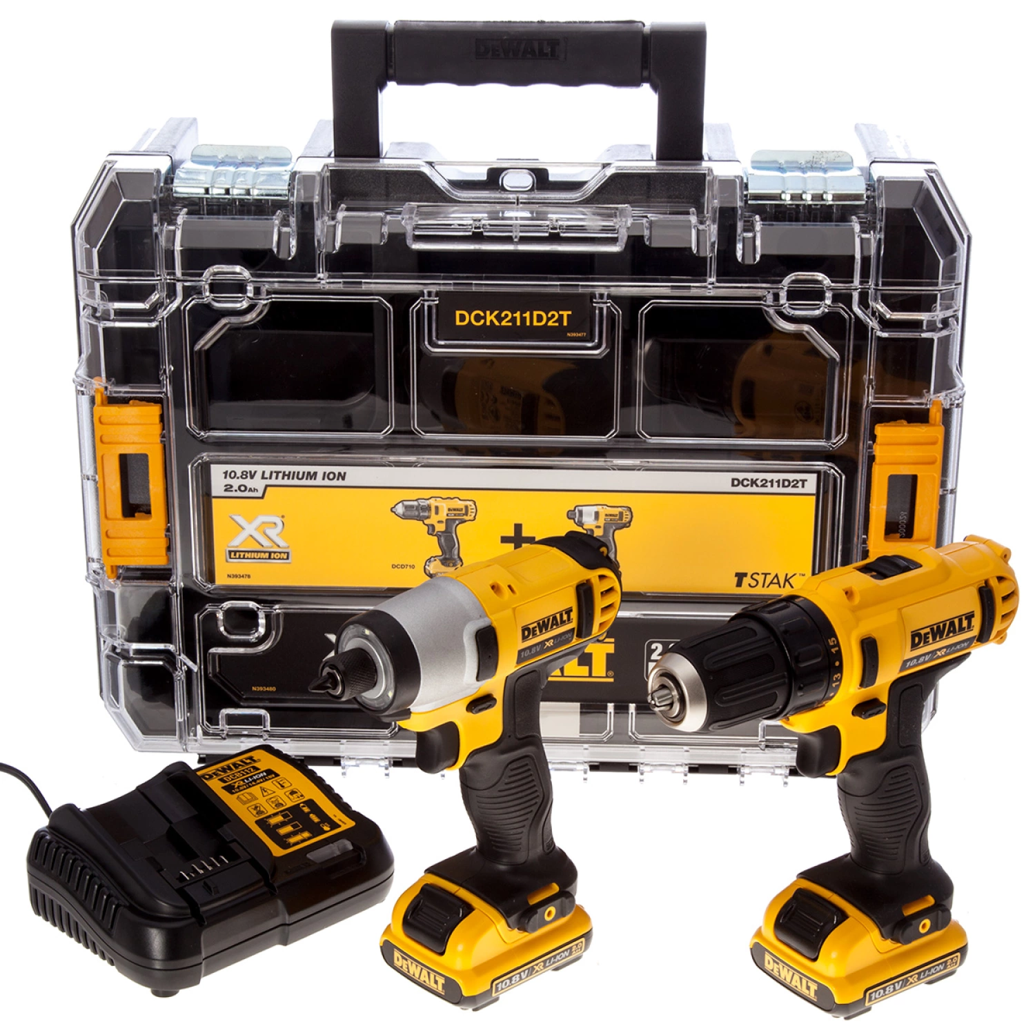 DeWALT DCK211D2T-QW 12V Li-ion XR accu boor-/schroefmachine (DCD710) & accu slagschroevendraaier (DCF815) combiset (2x 2.0Ah) in TSTAK-image