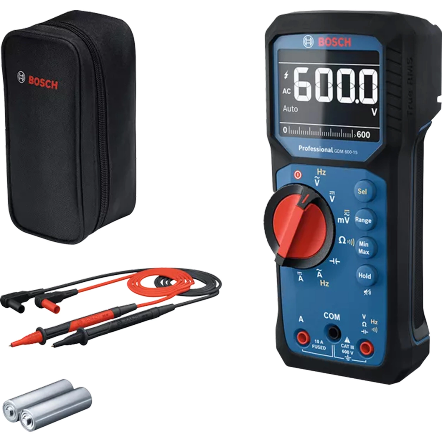 Bosch GDM 600-15 Digitale multimeter True RMS in etui - AC/DC 600 V & 10 A - CAT III 600 V-image