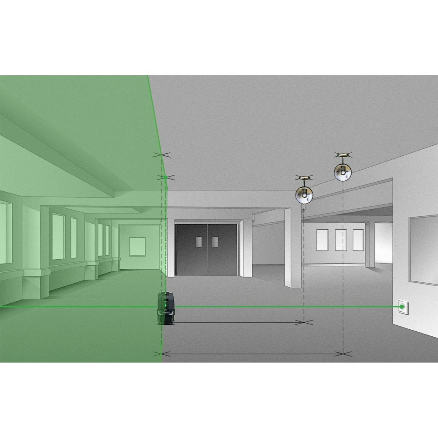 Laserliner MasterCross-Laser XPG Kit de laser croix en mallette - 2 lignes - Vert - 55m - IP64-image