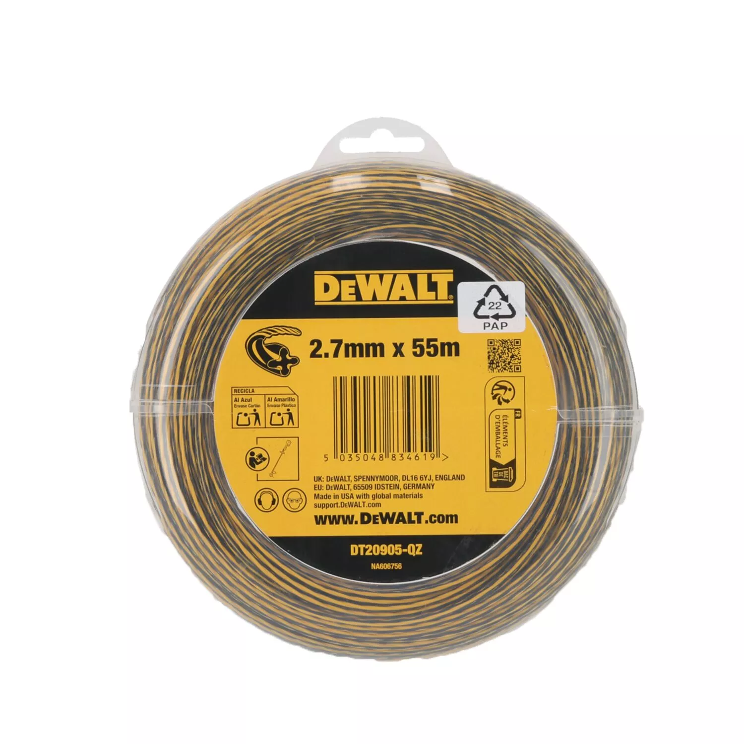 DeWALT DT20905 Fil de coupe pour coupe-bordures professionnels - 55 m - 2,7 mm-image