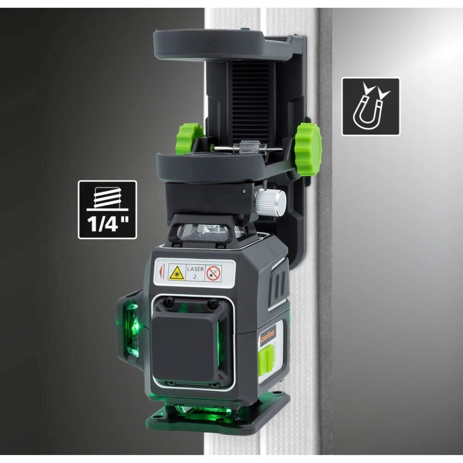 Laserliner PocketPlane-Laser 4G Kruislijnlaser in koffer - 4 lijnen - groen - 30m + SpiderStand statief-image