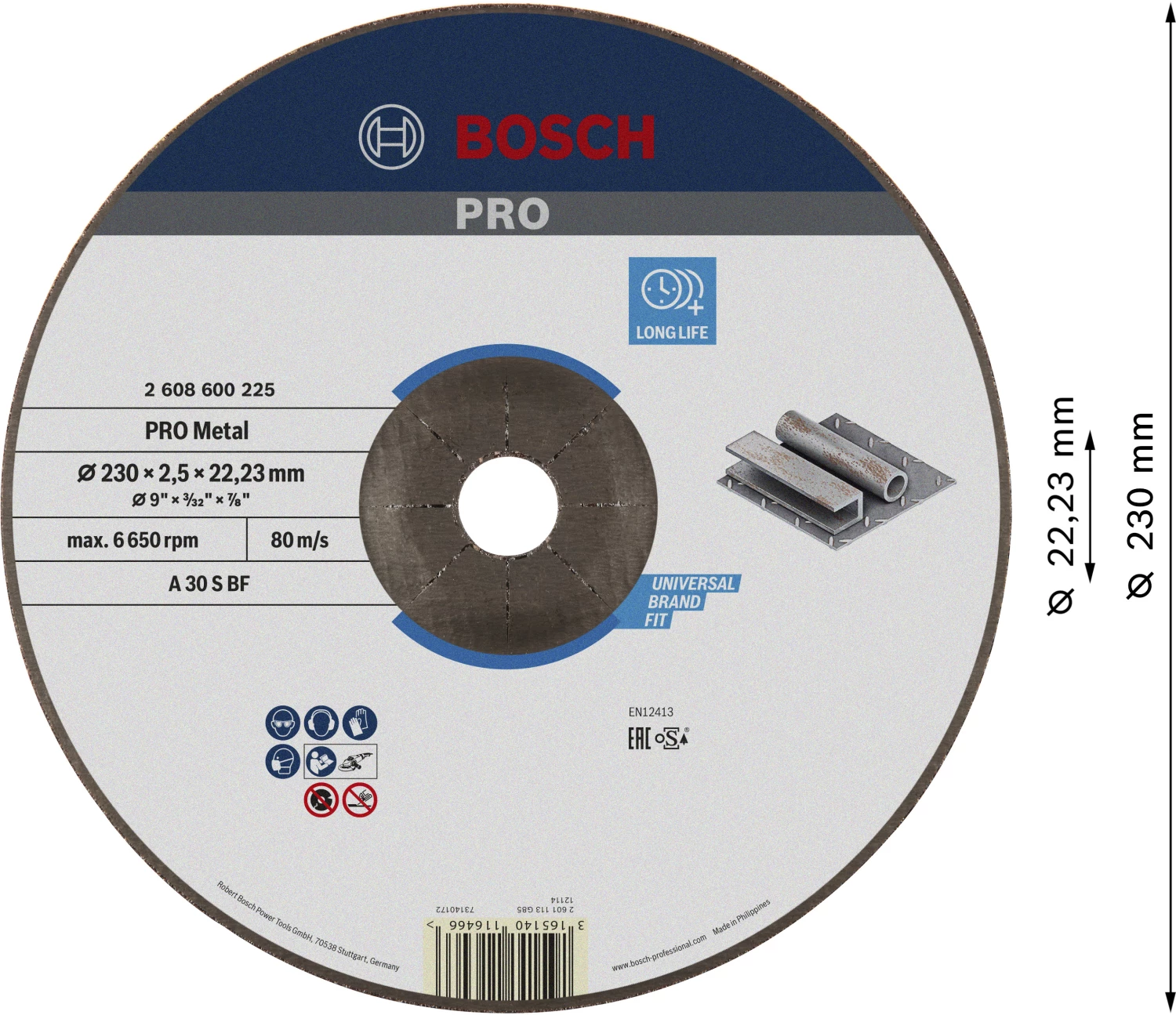 Bosch 2608600225 Expert Doorslijpschijf - 230 x 22,23 x 2,5mm - metaal-image
