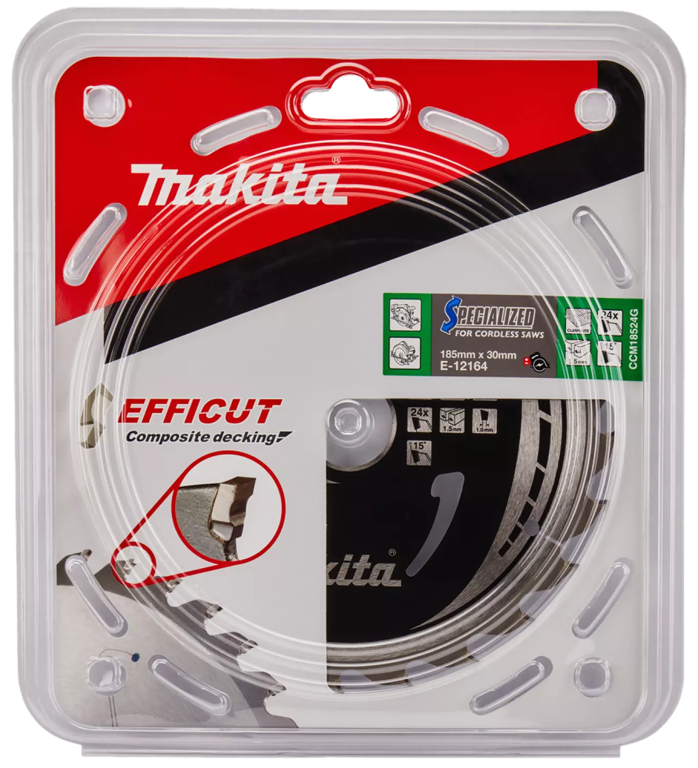 Makita E-12164 Efficut Lame de scie circulaire WPC - 185x30x1,5mm 24T-image