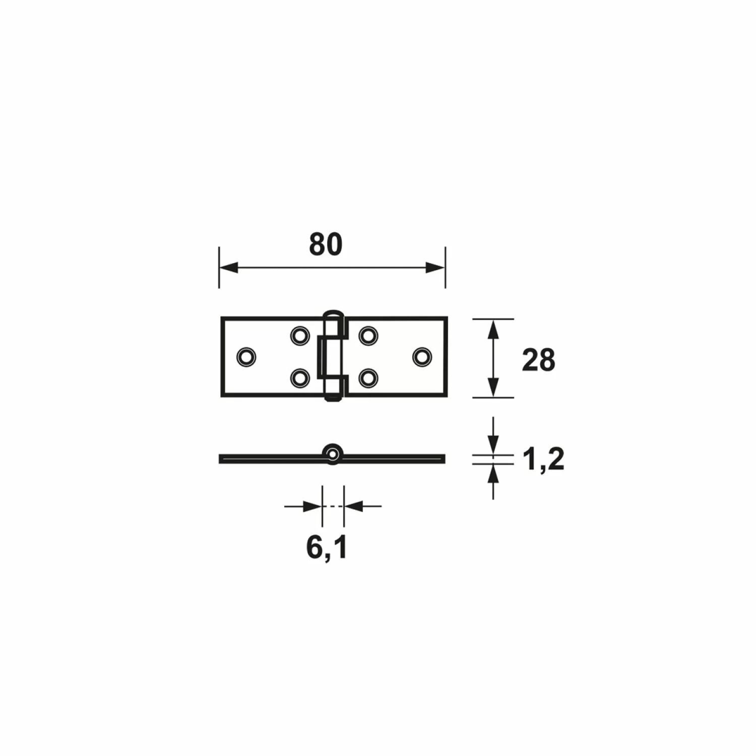 AXA 1108-30-22/0WE Klepscharnier met vaste pen - staal verzinkt - 28 x 80 x 1,2mm-image