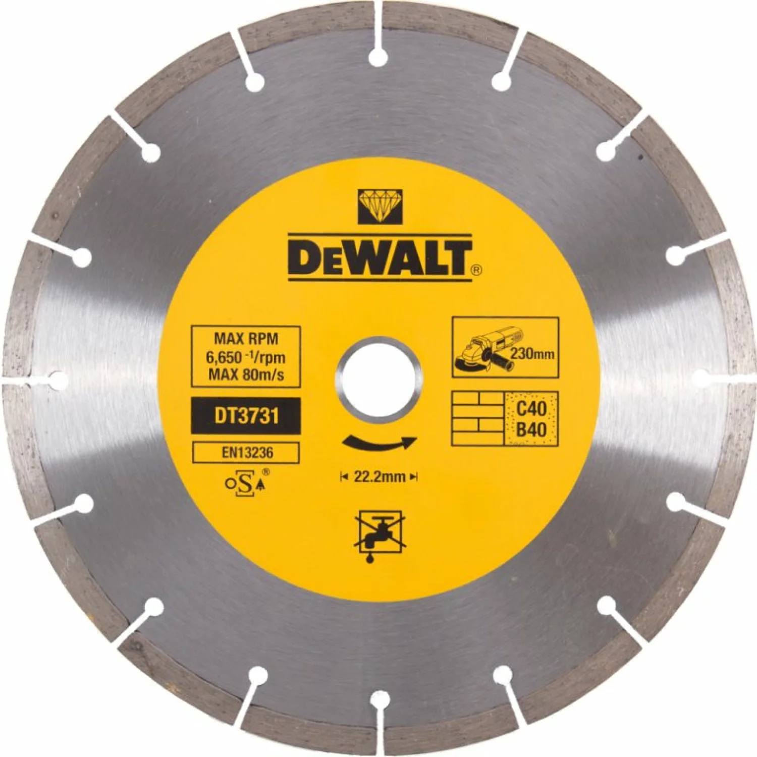 DeWALT DT3731 Diamantdoorslijpschijf - 230 x 22,23 x 2,3mm - beton - steen-image