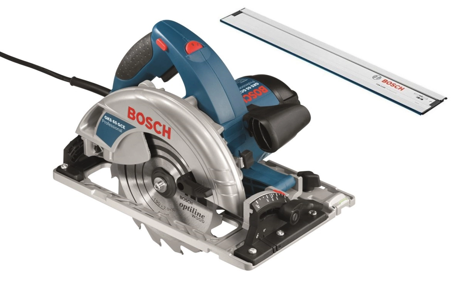 Bosch GKS 65 GCE Cirkelzaag en geleiderail in L-Boxx - 1800W - 190mm-image