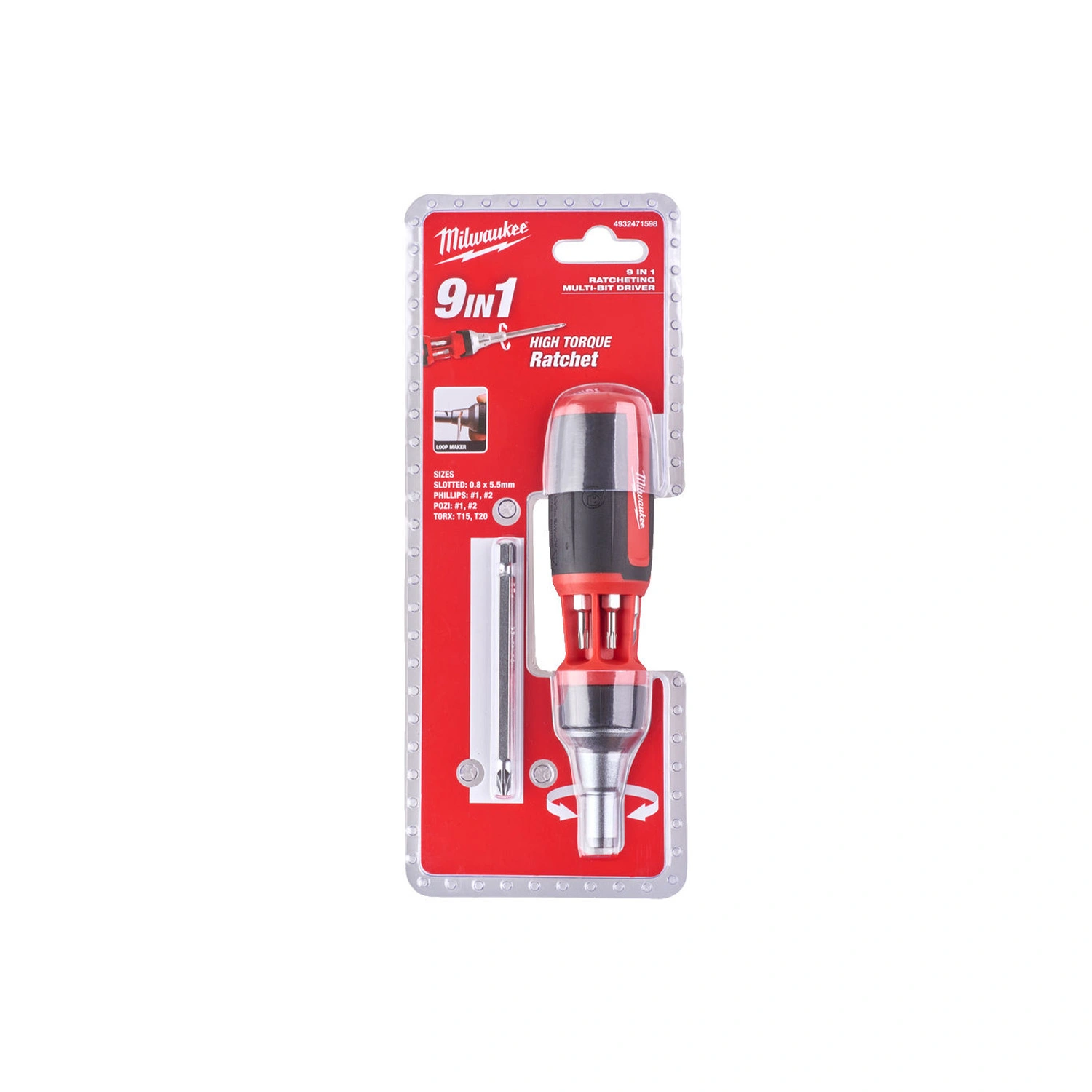 Milwaukee 4932471598 - Tournevis à cliquet 9 en 1
