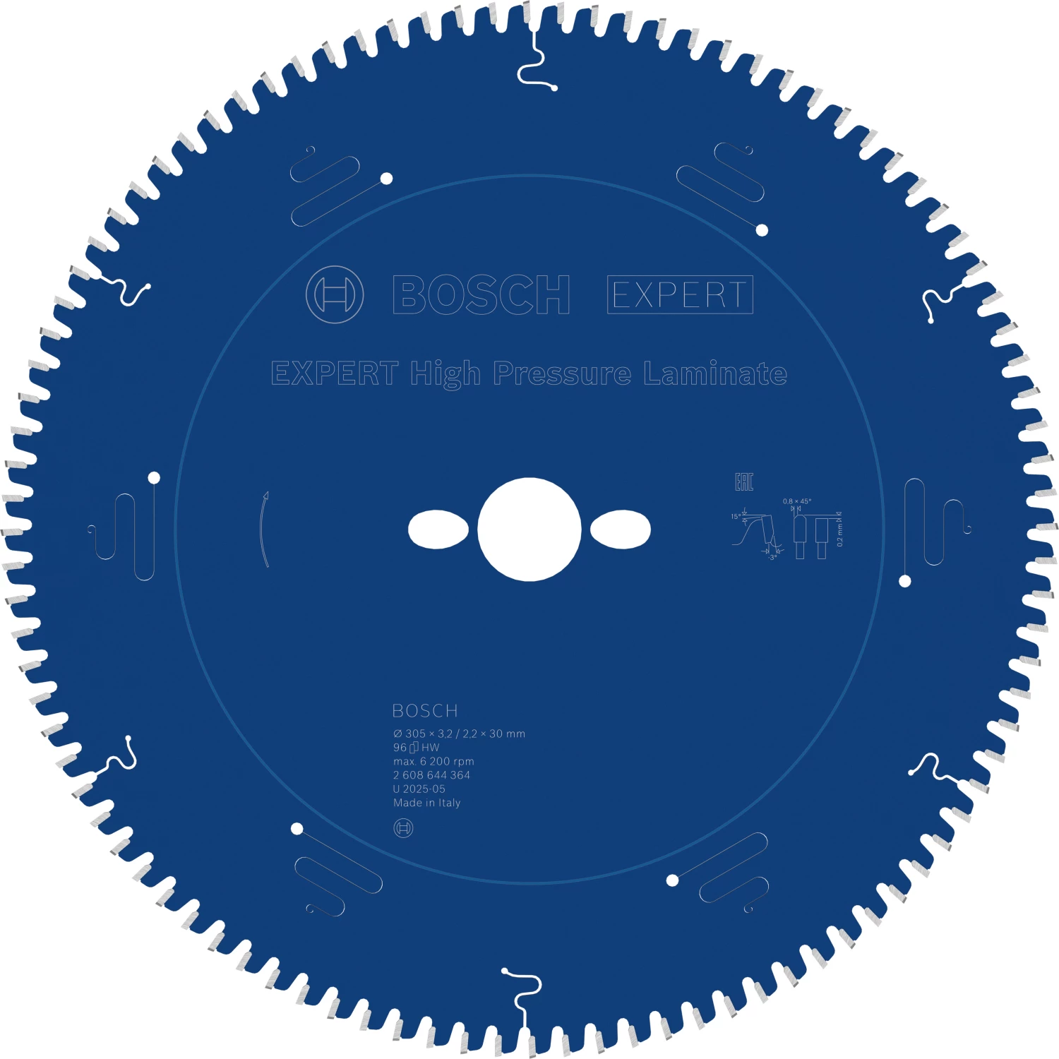 Bosch 2608644364 - Lame de Scie Circulaire Expert pour HPL, 305 x 30 x 3,2 mm, 96D
