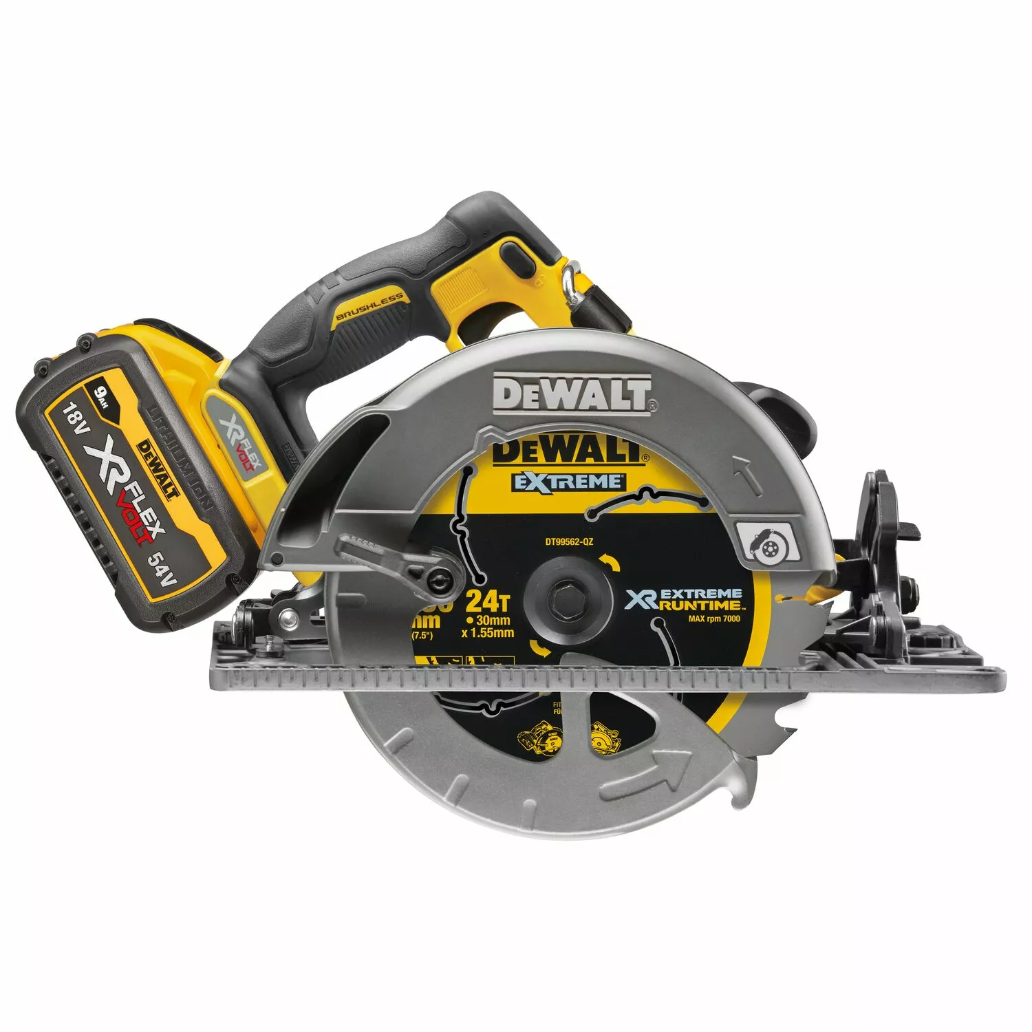 DeWALT DCS579X2-QW 54V Li-ion XR FlexVolt accu cirkelzaag set (2x 9.0Ah) in TSTAK - 190mm - langsgeleider - koolborstelloos-image