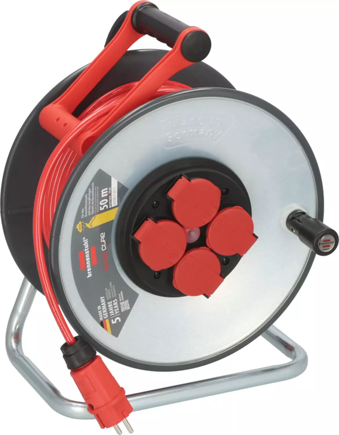 Brennenstuhl Professional SC 5110 SteelCore Enrouleur de câble H07BQ-F 3G1,5 - IP44 - 50m - Rouge-image