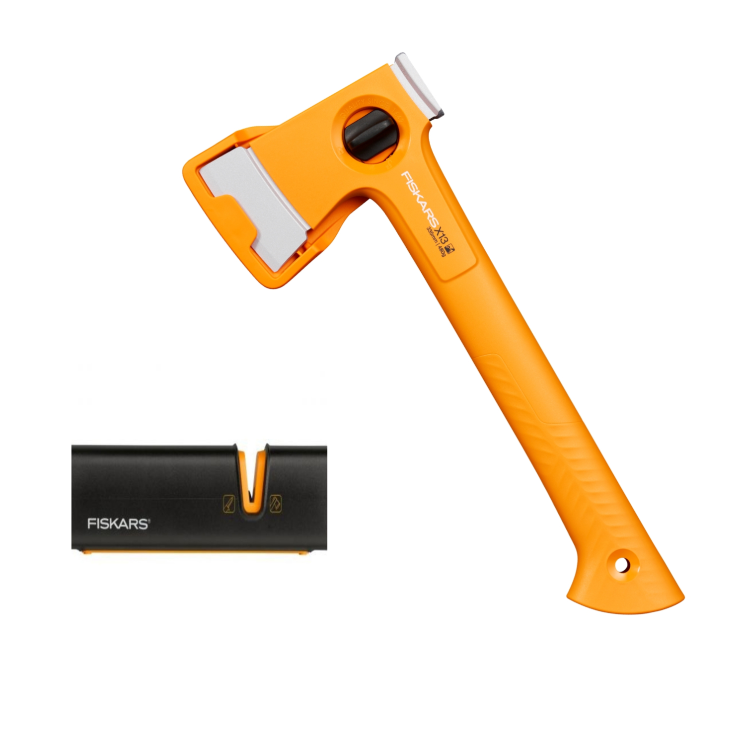 Fiskars 1069101 X-Series X13 hache de camping incl. XSharp Axe et aiguisoir - 330mm-image