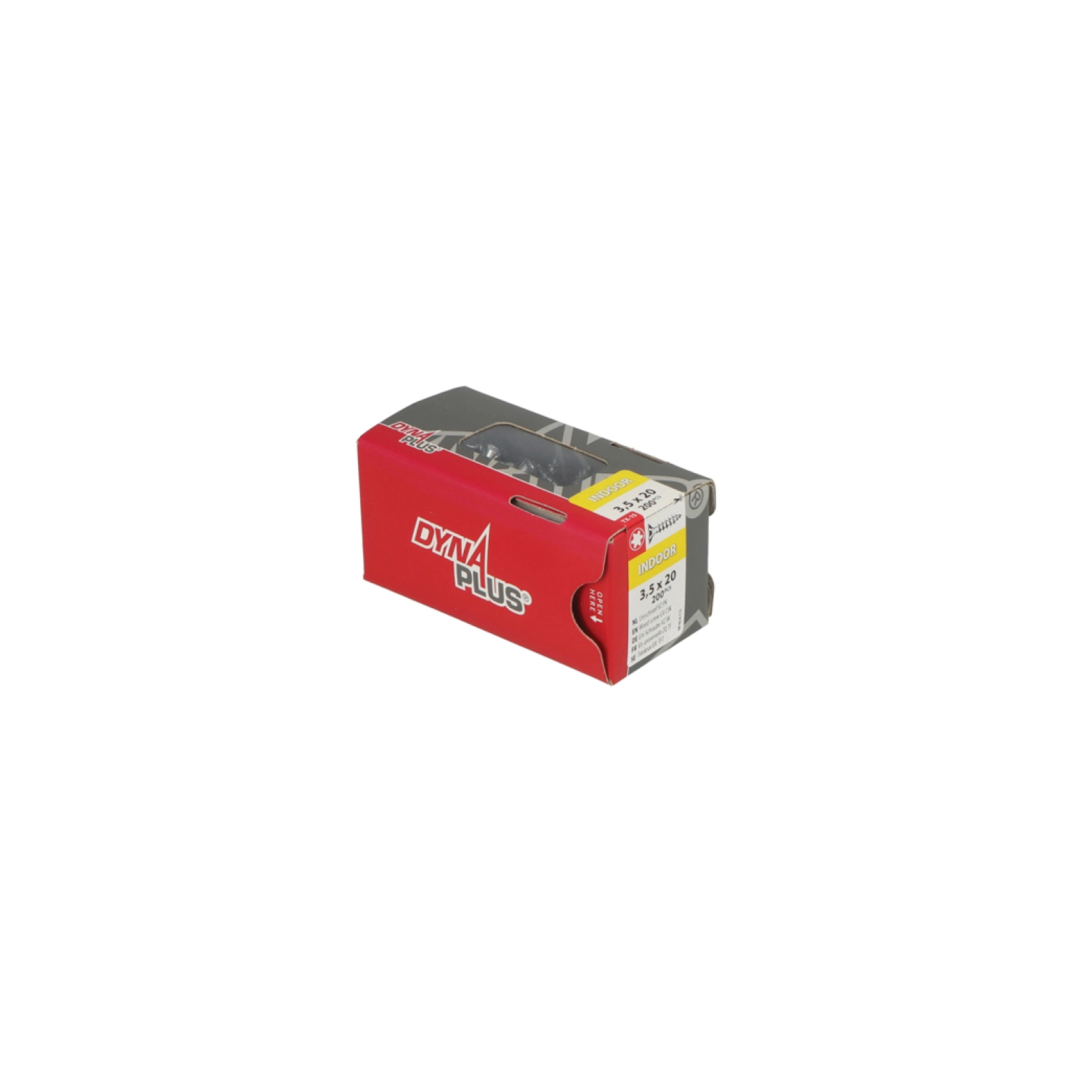 DynaPlus 0281.01.17001 Vis uni - Tête plate - Filetage plein - Intérieur - TX15 - 3.5 x 20mm (200pcs)-image