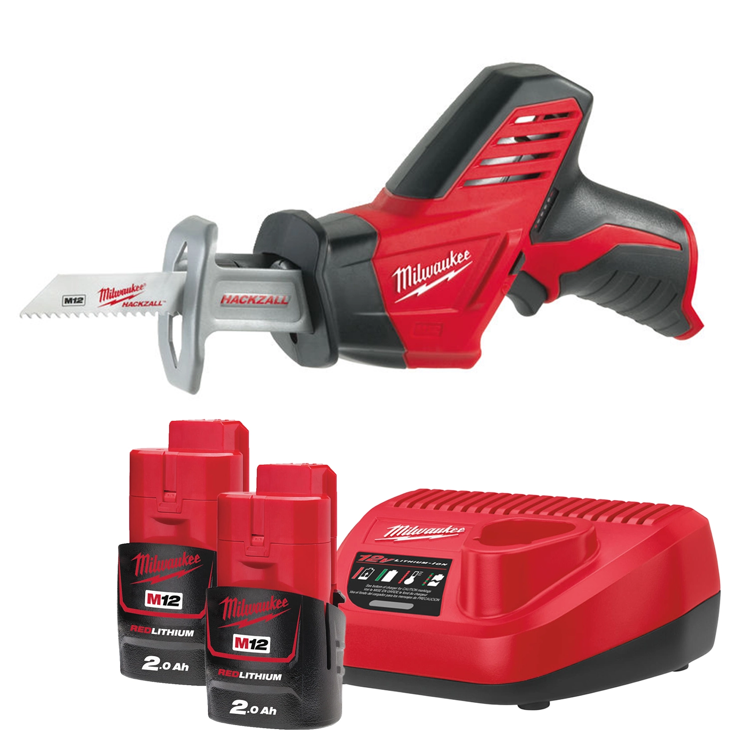 Milwaukee C12 HZ-202C 12V Li-ion Set de scie réciproque subcompacte avec batterie (2x 2.0Ah) dans une mallette-image