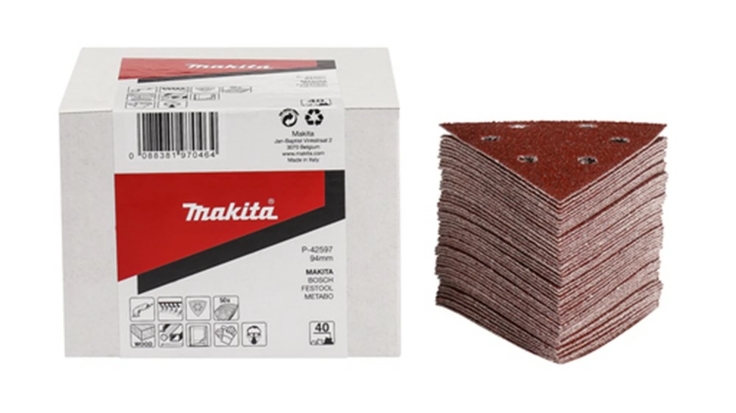 50 feuilles abrasives Delta Makita P -42606 - 94 x K60 - Bois-image