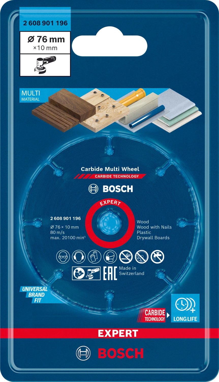 Bosch EXPERT 2608901196 - EXPERT Disque à tronçonner carbure Multi Wheel, 76 x 1 x 10 mm-image